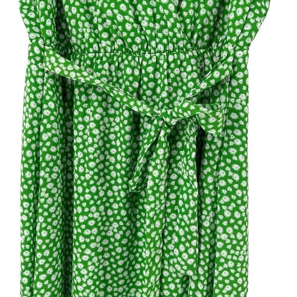 Sienna Sky Dress Faux Wrap Green Ditsy Floral Flutter Sleeve V Neck Midi Size S - Picture 3 of 12